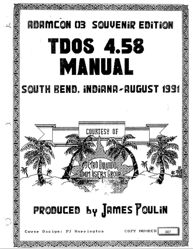 ADAMCON 03 TDOS Manual (MOAUG) - TDOS operating system guide